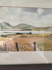 Vtg HandPainted Watercolor Painting Landscape 13”x11”Signed See Pics Wood Framed