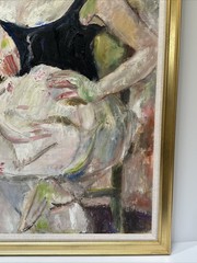 Mid Century Painting Woman Women Pretty Female Model Enid Edson New York Large
