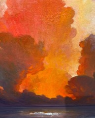„Fire and Water“ Sunset oil on canvas 2026 Framed YASAMI 32″ x 28″