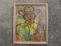c1960 EL HOMBRE MEXICAN MAN Oil Painting sgnd Millar EXPRESSIONIST/MODERNIST