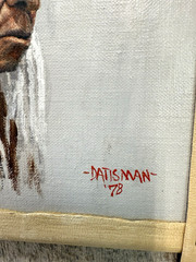Orignal Painting Cheyenne Indian Chief Jack Datisman Wood Leather Frame 1978