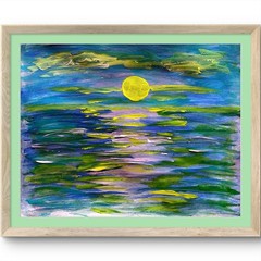 Colorful Sunset Original Modern Signed Paper Acrylic Wall Art 11×14 Home Decor