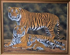 Bengal Tigers , large oil painting signed