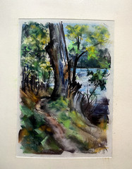 Franz Ehmke 1928-2018 GDR Painter °Berlin° Pastel Tree At Shore Liepnitzsee