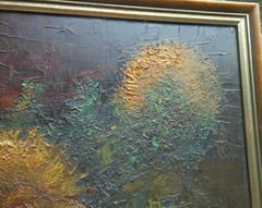 1955 Impressionist Still Life Oil Painting Sunflowers Signed and Dated 18″ X 24″