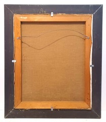 1960’s HJ (BER) MENGELS DUTCH CUBIST Sd ORIG FAMILY ELDER w/ GUITAR O/C FRAMED!