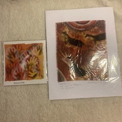 Rock Art Hand Painted Argentina Patagonia Handmade Set Of Two