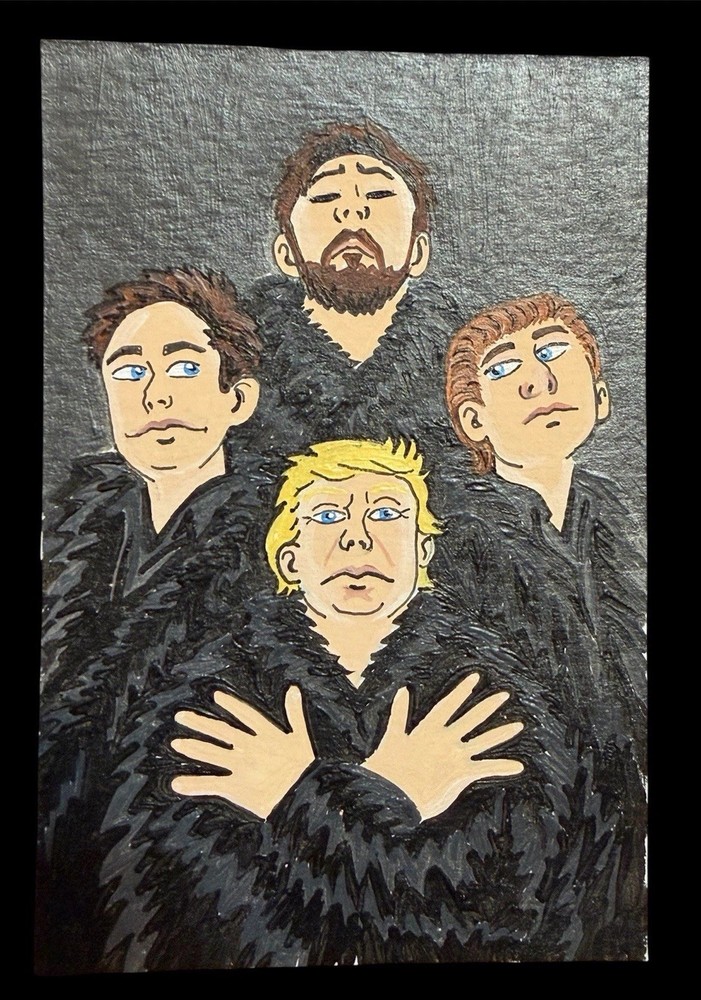 SJP Donald Trump MAGA Will Rock You QUEEN Aceo painting Card Art OOAK