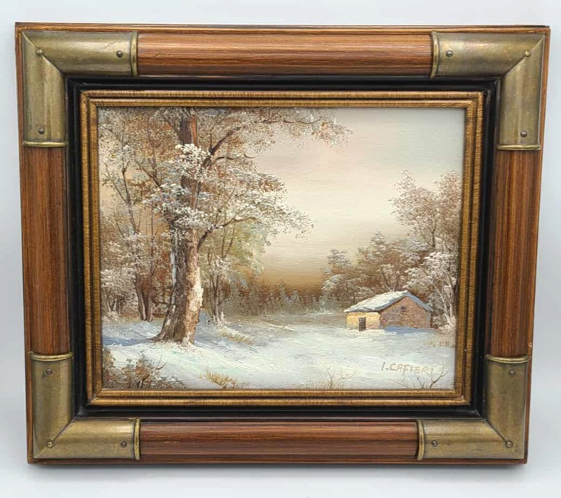 I. Cafieri Original Oil On Canvas Landscape Painting SIGNED 13.5″x11.75″ Vintage