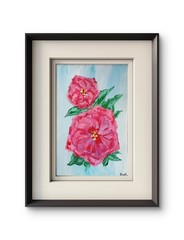 Two Red Camellias 6×9 Thick Watercolor Paper Original Art Abstract Expressionism