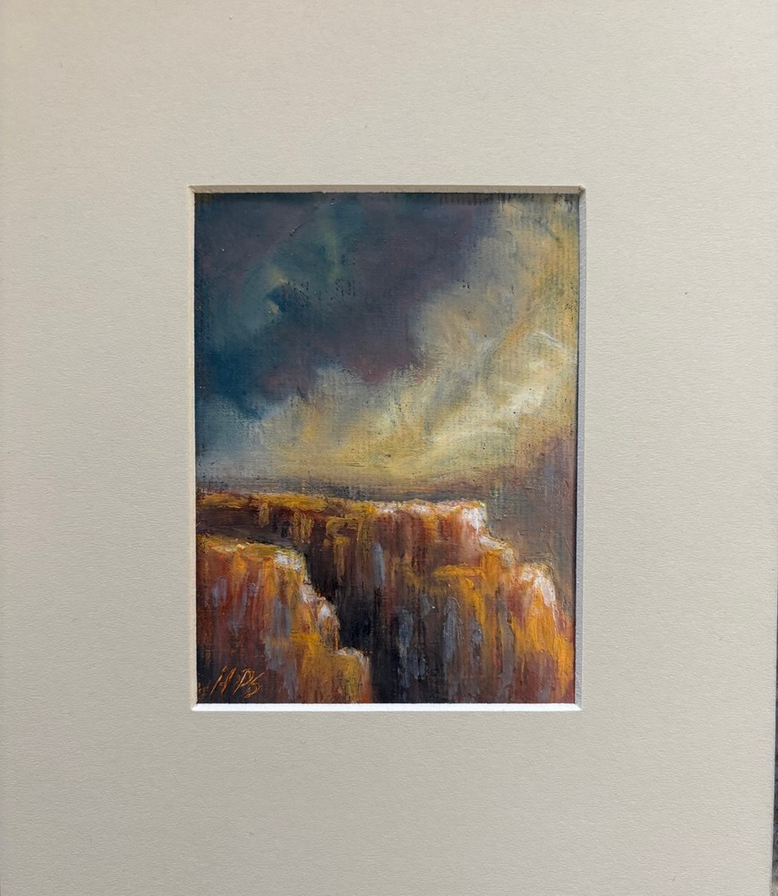 Pair Great American West Sky & Landscape, Dramatic /Matted Original Oil Pastels