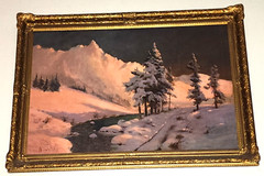 Russian Artist Ivan Nicoletzky Snowy Painting Red Sunset Mountains in the Snow