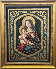 Ortiz „Mother & Child in Gold“Hand Painted Oil Religious Art Jesus Madonna New
