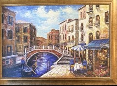 Sharie Hatchett Bohlmann Signed Framed Canvas Painting Venice Canal Gondola
