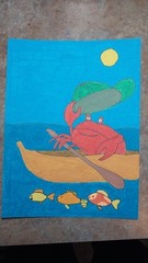 Original Painting Crab Boat Ocean Seascape IMPRESSIONISM Tropical Scene 6×8
