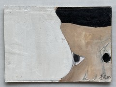Original Minimalist Abstract Expressionist Portrait Painting Oil On Masonite