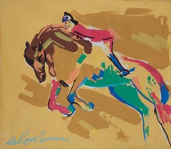 Leroy Neiman Signed American Pop Art Oil Painting on Canvas – Sports Art