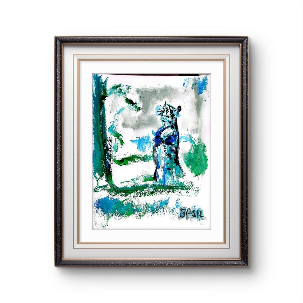 Standing Squirrel Figurative Abstract Expressionist 11×14 Paper Painting