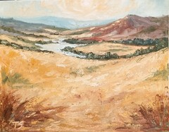 Landscape River Mountains View ORIGINAL Oil Painting Impressionism Art 8×10
