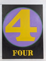 AMAZING OIL ON CANVAS ROBERT INDIANA 1965 SIGNED“ NUMBER 4″ WITH FRAME NICE
