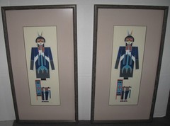 Native American Cochiti Manuel Chavez „OW U TE WA“ Flute Dancer painting 1964