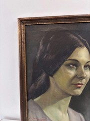 Handcrafted Oil Painting Portrait „Serene Woman“ Traditional French Artwork