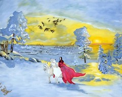 Art, Painting, „Red on White“ – Giclee on Canvas 22 x28 by Yelena Berzon