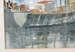 Framed & Matted Wager „Boat House“ MCM Watercolor Signed 20 1/4″ X 17 1 /4″