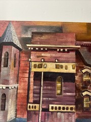 Mid Century Painting Architecture American Regionalism Historic Modernism House