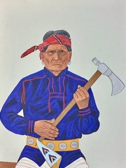 Mike Pahsetopah Original Painting „Old Warrior“ Apache