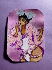 ACEO Original Pinup Shea Couleé Drag Queen Acrylic 2.5×3.5 by BrieMcDoodles