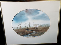 Water Color RURAL Landscape Painting By DENNIS E. BRUNSON 1982 PNW artist