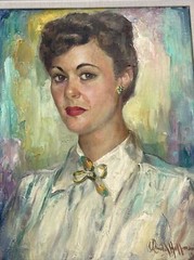 ARNOLD HOFFMAN PAINTING ANTIQUE NEW YORK Pretty Woman Oil LISTED FAMOUS 1940’S