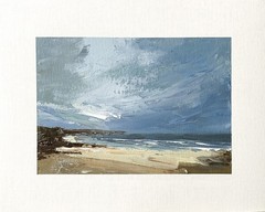 8×10 Original Oil Seascape Painting Rocky Beach Ocean Storm Coastal Art G2U