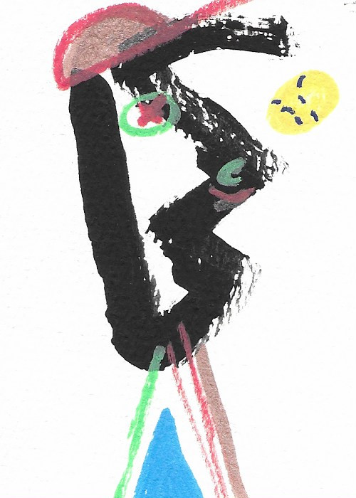 ACEO ATC CARD „Baseball Gets Bigger“ REASOR Original Abstract Painting 2.5×3.5