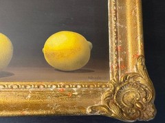 Vtg Original Oil Painting Still Life Whipple Two Lemons Framed Wall Art