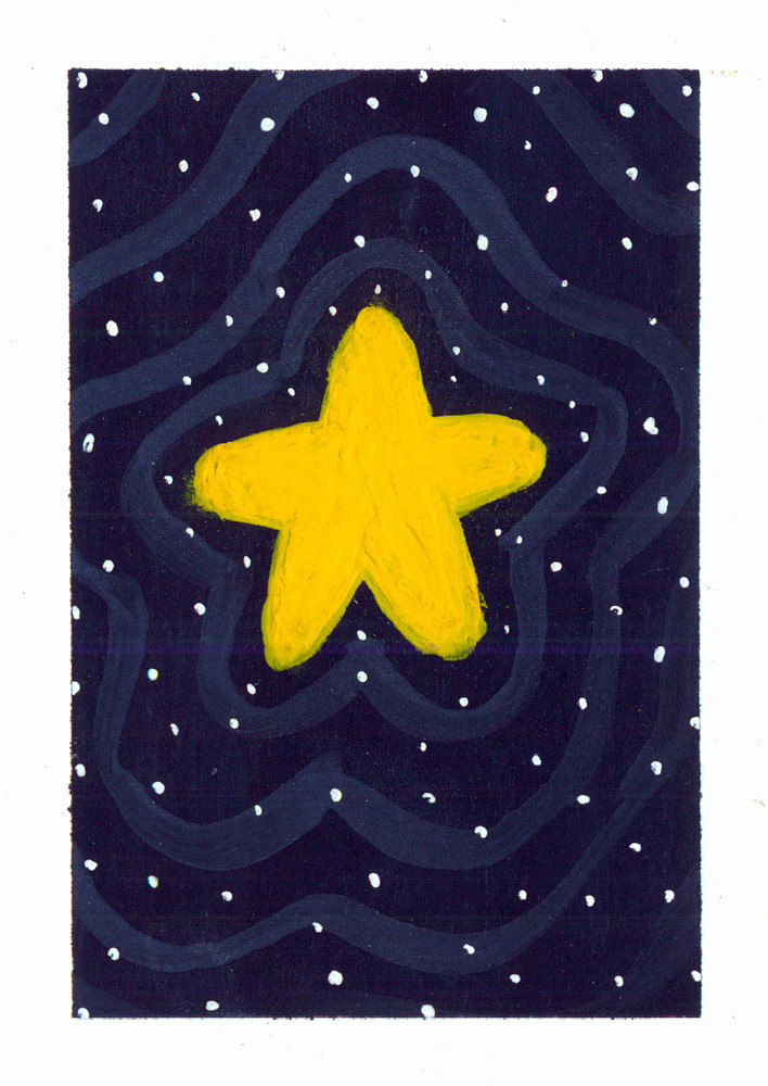 ACEO Original Space Stars Galaxy Star Miniature Painting Art Cute OneCraftyLady