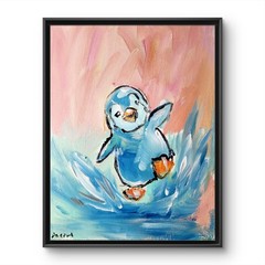 Original Abstract Painting Canvas Neo Expressionist Happy Feet Art 11×14