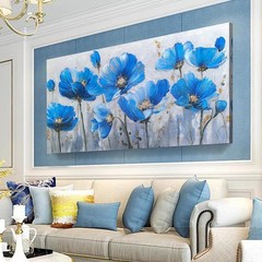 Large Hand Painted Floral Canvas Wall Art Botanical Wildflower Artwork 29×58 in