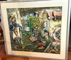 Seattle Artist James Martin Mood Of The Gargoyle & Sausage Machine Painting ‘90