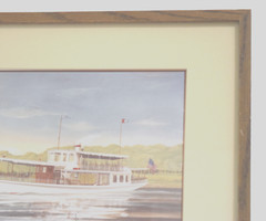 Framed Watercolor Painting Steam Boat „Louise“ 1982 Ted Brennan