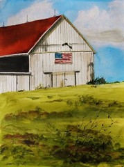 ORIGINAL Barn Landscape Watercolor Painting JMW art John Williams Impressionism