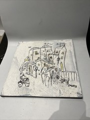 People white silver 40×40 acrylic picture texture monochrome abstract winter orig sign ZM
