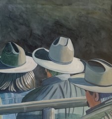 Original Watercolor Painting Rodeo Time Cowboy Western Art Tom T. J. Gress 57”
