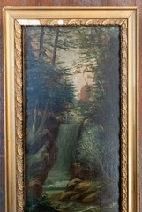 Antique American Hudson River School Waterfall Landscape Painting Unsigned