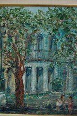 ORIGINAL FRAMED OIL PRADO BOULEVARD SCENE OLD HAVANA, CUBA ARTIST: HECTO VIDAL