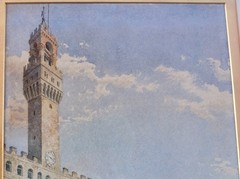 Ricciardo Meacci 1902 Watercolor Painting Piazza Della Signoria Florence, Italy