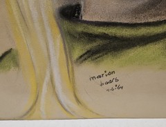 Vintage Margaret Keane Era Original Big Eye Girl Pastel Drawing Marion Baars „64