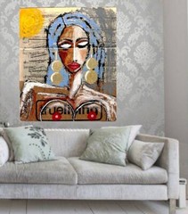 Pop Art UNIQUE LADY MUSIC NUDE Upcycled 15 X 17 PAINTING SWARTZMILLER DNA signed