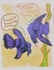 WALSH 11 X 14″ Humorous Fish Study Acrylic on Paper Original Art-Silly